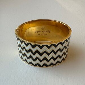 Kate Spade Gold Black White Chevron Magnetic Bangle Bracelet